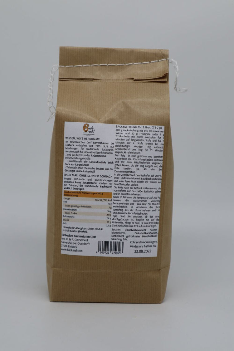 Dinkel Vollkornbrot Backmischung