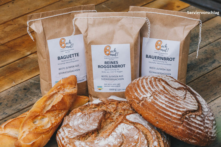 3er Set Backmischungen (Baguette-, Reines Roggenbrot- & Bauernbrot-Backmischung)